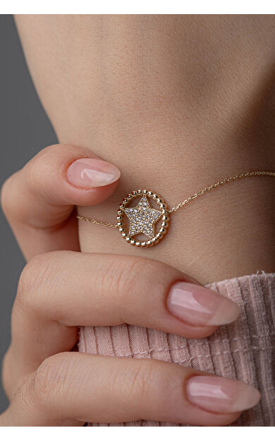 Kolyecik 14 Ayar Altın Yıldız Bileklik