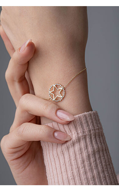 Kolyecik 14 Ayar Altın Yıldız Bileklik