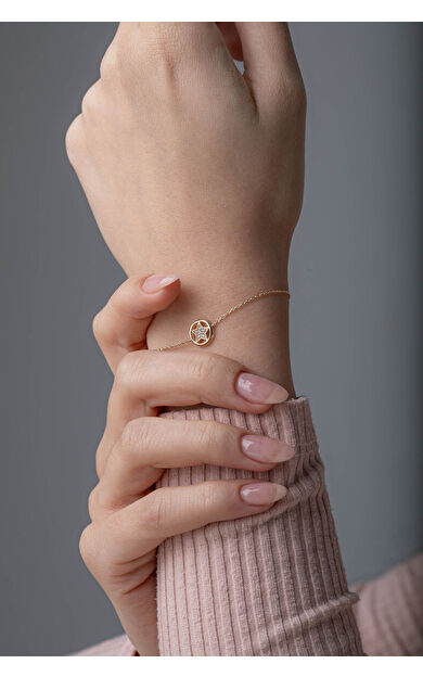 Kolyecik 14 Ayar Altın Yıldız Bileklik