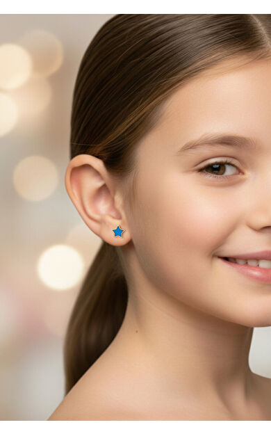 Kolyecik 14 Ayar Altın Yıldız Çocuk Küpe