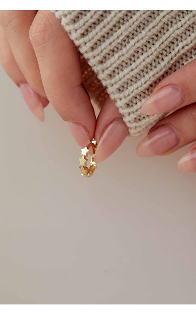 Kolyecik 14 Ayar Altın Yıldız Halka Küpe