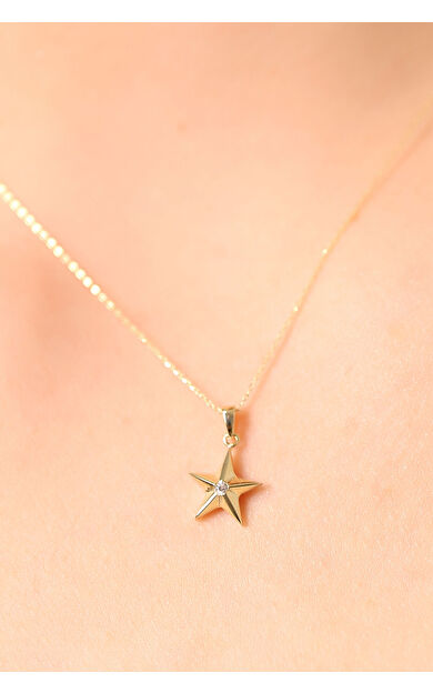 Kolyecik 14 Ayar Altın Yıldız Kolye