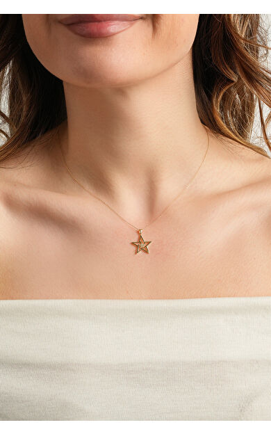 Kolyecik 14 Ayar Altın Yıldız Kolye