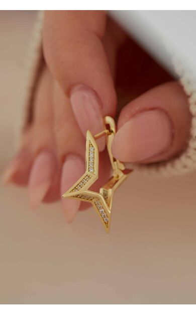 Kolyecik 14 Ayar Altın Yıldız Küpe