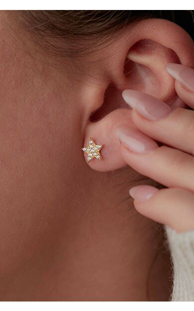 Kolyecik 14 Ayar Altın Yıldız Küpe