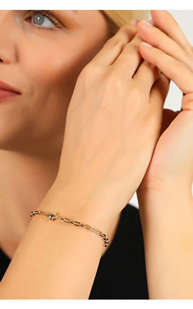 Kolyecik 14 Ayar Altın Yıldız Zincir Bileklik