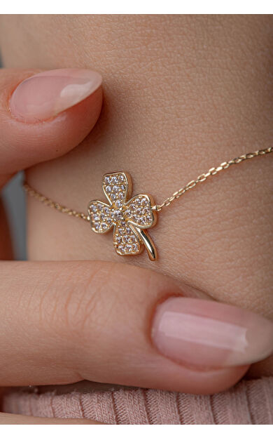 Kolyecik 14 Ayar Altın Yonca Bileklik