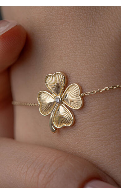 Kolyecik 14 Ayar Altın Yonca Bileklik