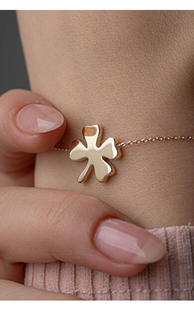 Kolyecik 14 Ayar Altın Yonca Bileklik