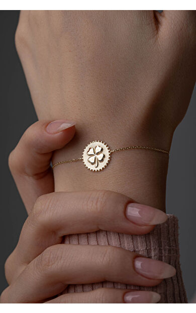 Kolyecik 14 Ayar Altın Yonca Bileklik