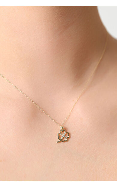 Kolyecik 14 Ayar Altın Yonca Kolye
