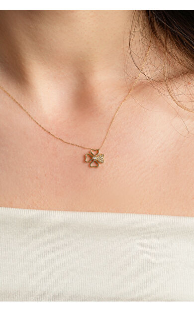 Kolyecik 14 Ayar Altın Yonca Kolye