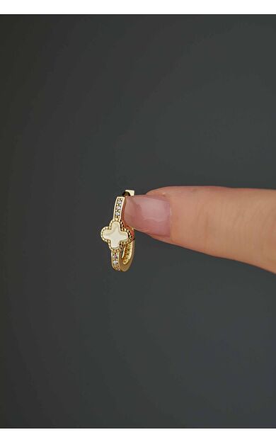 Kolyecik 14 Ayar Altın Yonca Küpe