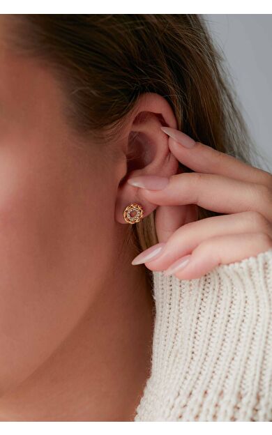 Kolyecik 14 Ayar Altın Yuvarlak Küpe