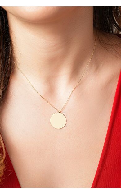 Kolyecik 14 Ayar Altın Yuvarlak Plaka Kolye
