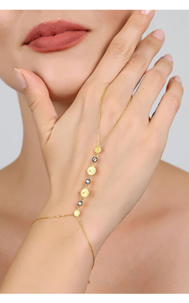 Kolyecik 14 Ayar Altın Yuvarlak Taşlı Tuğra Şahmeran