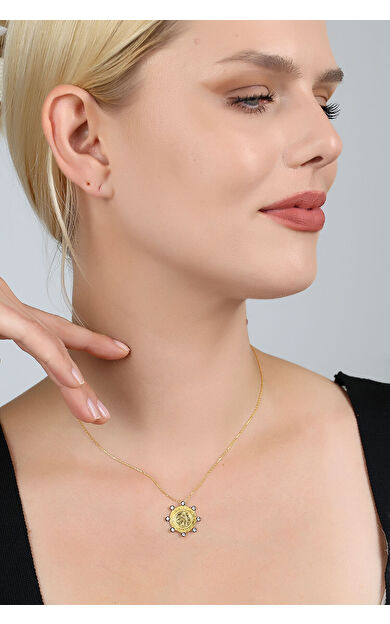 Kolyecik 14 Ayar Altın Zarif Taşlı Tuğra Kolye