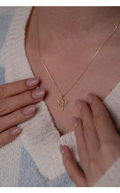 Kolyecik 14 Ayar Altın Zeytin Dalı Kolye