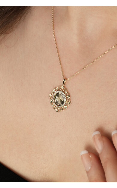 Kolyecik 14 Ayar Kalemli Daire Kolye