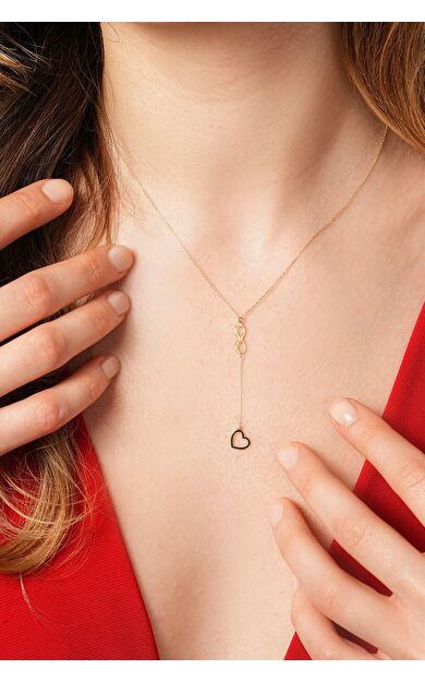 Kolyecik 14 Ayar Sonsuzluk Kalp Sallantılı Kolye