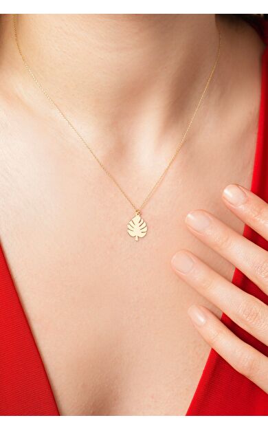 Kolyecik 14 Ayar Yaprak Kolye