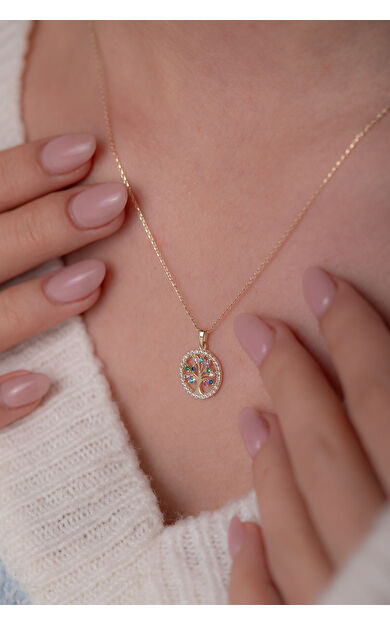 Kolyecik 14 Ayar Altın Ağaç Kolye