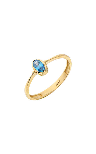 Kolyecik 14 Ayar Altın Aqua Taş Yüzük