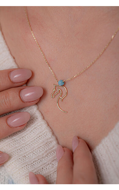 Kolyecik 14 Ayar Altın At Kolye