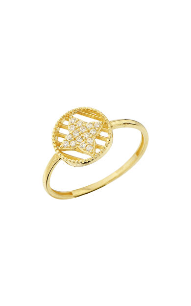 Kolyecik 14 Ayar Altın Kafes Desenli Yüzük