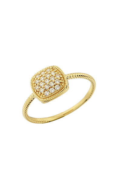 Kolyecik 14 Ayar Altın Kare Taşlı Yüzük