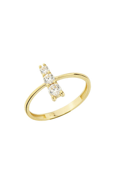 Kolyecik 14 Ayar Altın 3 Taş Yüzük