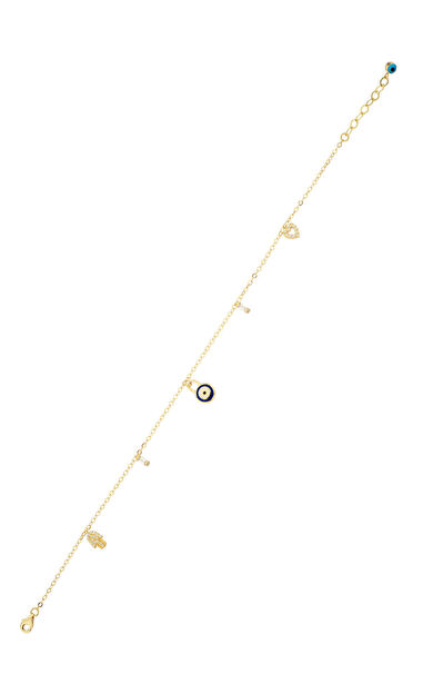 Kolyecik 14 Ayar Altın Nazar Boncuğu Halhal