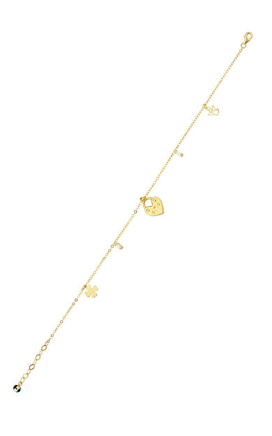 Kolyecik 14 Ayar Altın Kalp Halhal