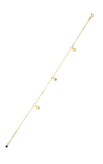 Kolyecik 14 Ayar Altın Deniz Kabuğu ve Yıldız Halhal