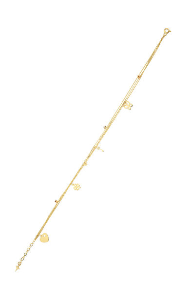 Kolyecik 14 Ayar Altın Çift Zincirli Halhal