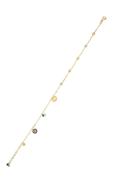 Kolyecik 14 Ayar Altın Figürlü Ve Taşlı Halhal