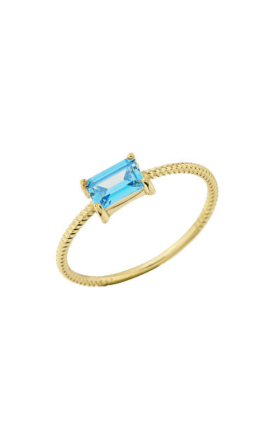 Kolyecik 14 Ayar Altın Mavi Baget Yüzük