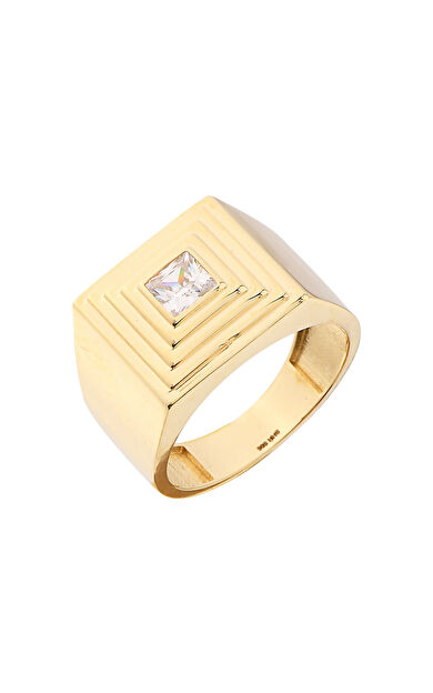 Kolyecik 14 Ayar Altın Kare Şövalye Yüzük