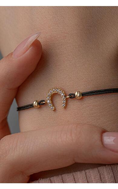 Kolyecik 14 Ayar Altın İpli Nal Bileklik