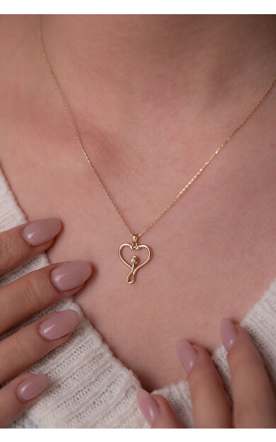 Kolyecik 14 Ayar Altın Kalp Kolye
