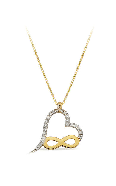Kolyecik 14 Ayar Altın Sonsuzluk Kalp Kolye