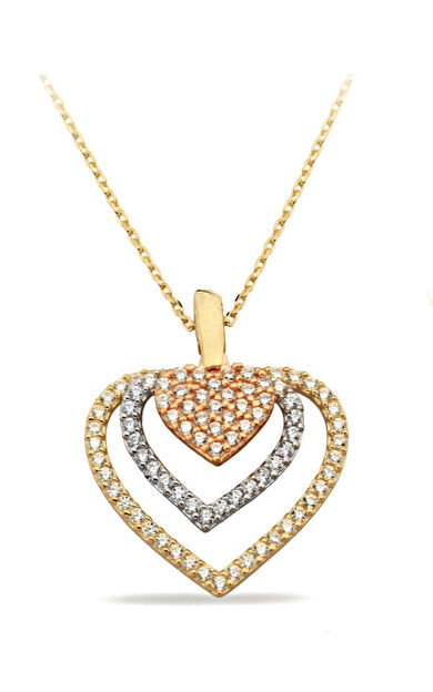 Kolyecik 14 Ayar Altın 3 Renk Kalp Kolye