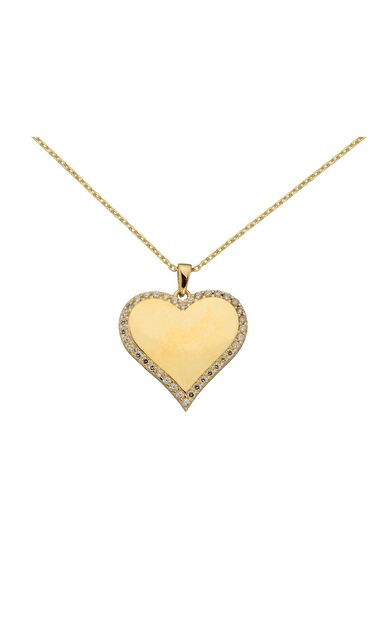 Kolyecik 14 Ayar Altın Kalp Plaka Kolye