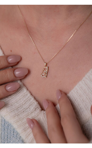 Kolyecik 14 Ayar Altın Kedi Kolye