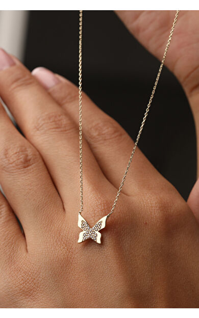 Kolyecik 14 Ayar Altın Kelebek Kolye