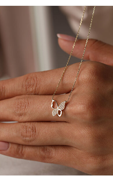 Kolyecik 14 Ayar Altın Kelebek Kolye