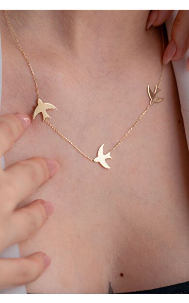 Kolyecik 14 Ayar Altın Kırlangıç Kolye