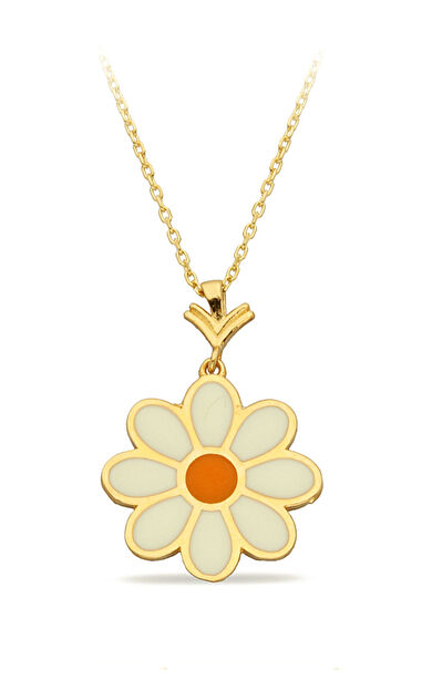 Kolyecik 14 Ayar Altın Mineli Papatya Kolye