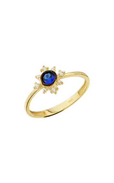 Kolyecik 14 Ayar Altın Lacivert Taşlı Yüzük