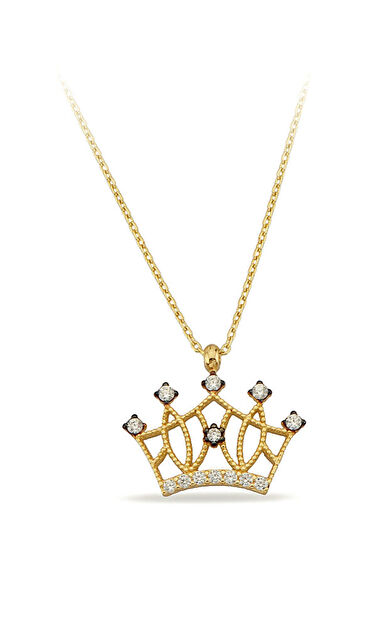 Kolyecik 14 Ayar Altın Kral Tacı Kolye